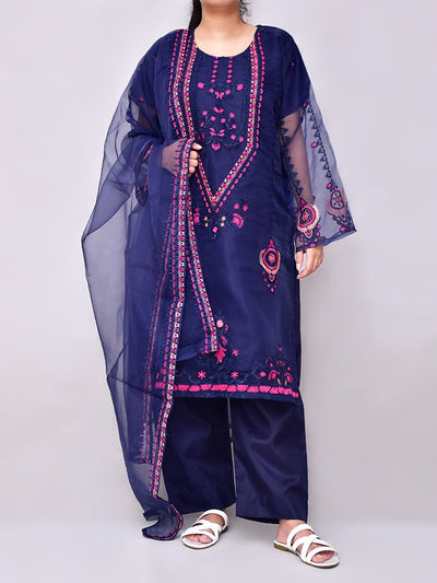 3 Pcs Beautiful Organza Multi Embroidery Suit for women and young girls