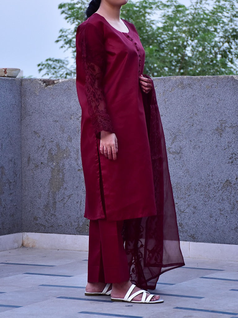 3 Pcs Beautiful Katan Silk Suit for women and young girls
