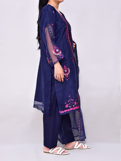 3 Pcs Beautiful Organza Multi Embroidery Suit for women and young girls