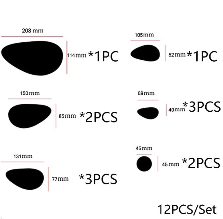 Pebbles Acrylic Mirror Stickers Wall Decorations (12pc)