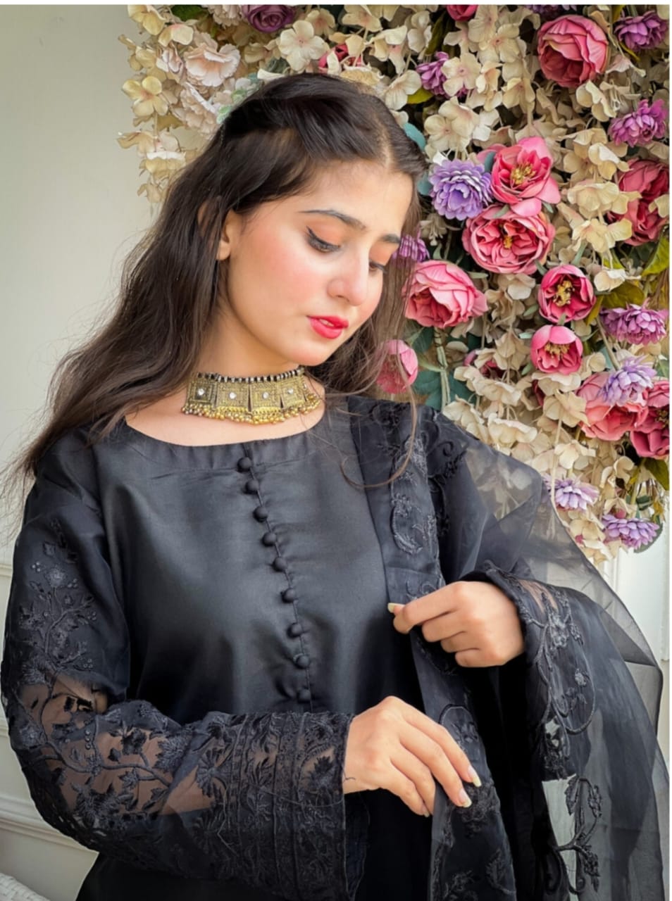 3 Pcs Beautiful Katan Silk Suit for women and young girls