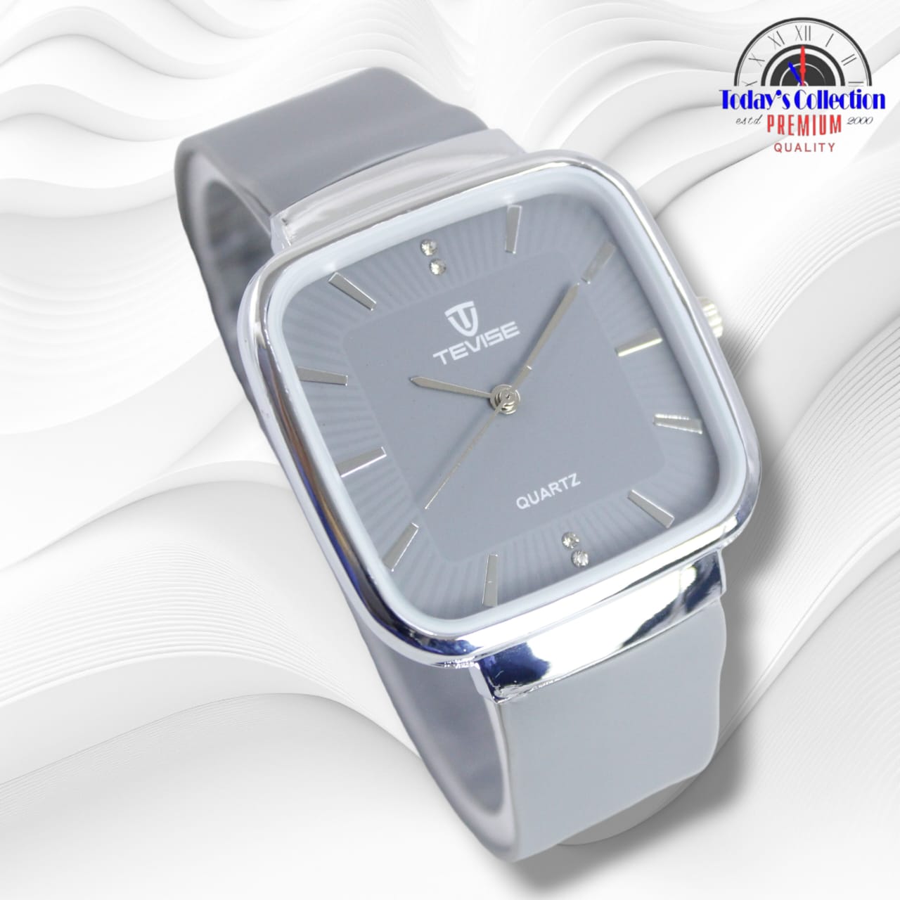 Tevise Rubber Strap Gents Watch With Normal Box (Grey)