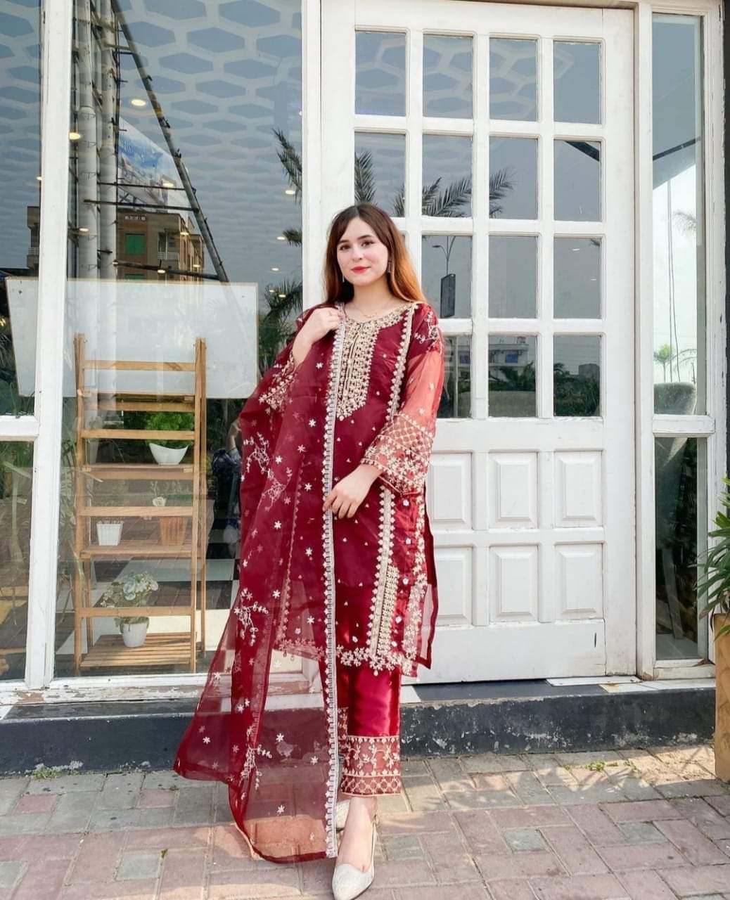 3pcs Tahzeeb Organza Kattan Silk Suit