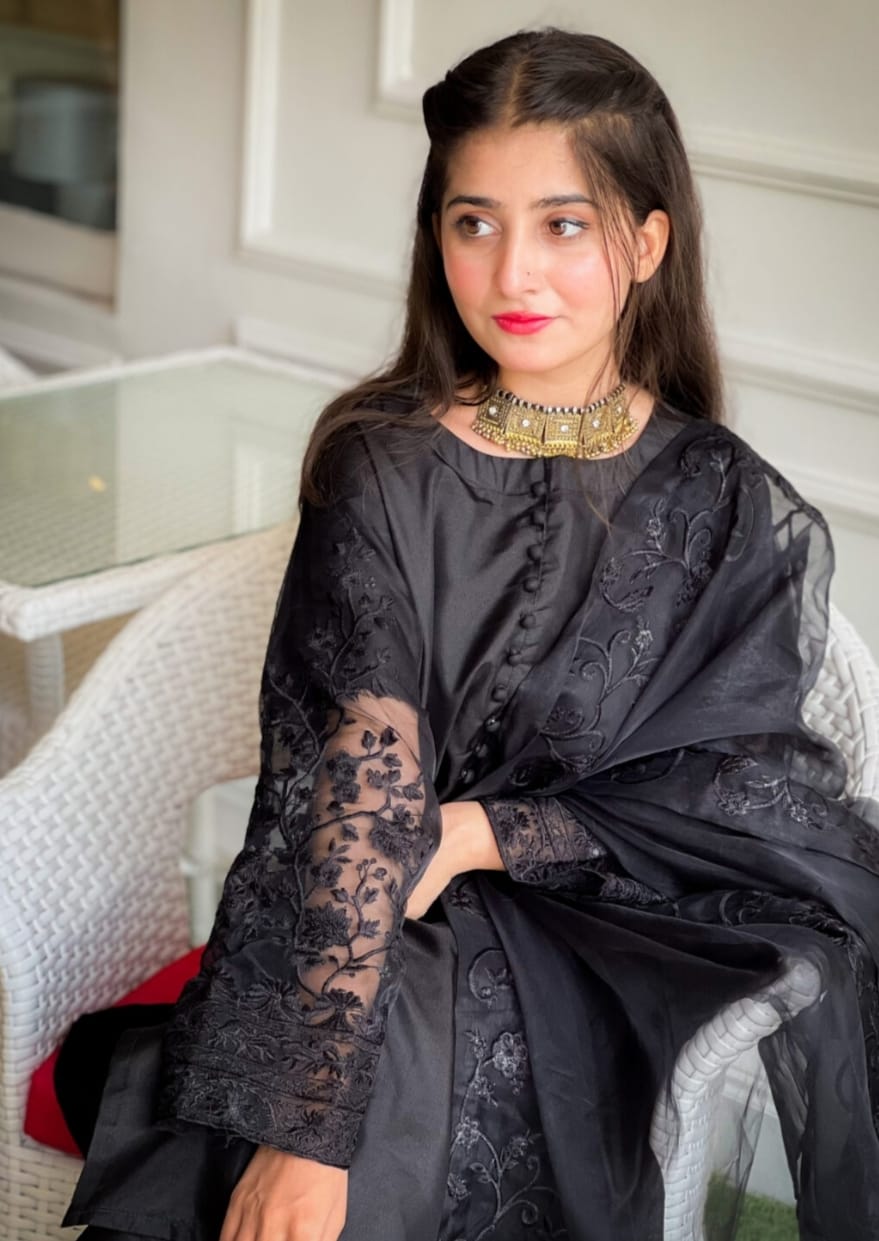3 Pcs Beautiful Katan Silk Suit for women and young girls