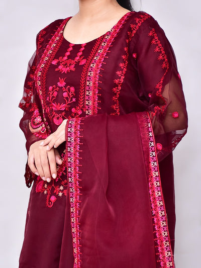 3 Pcs Beautiful Organza Multi Embroidery Suit for women and young girls