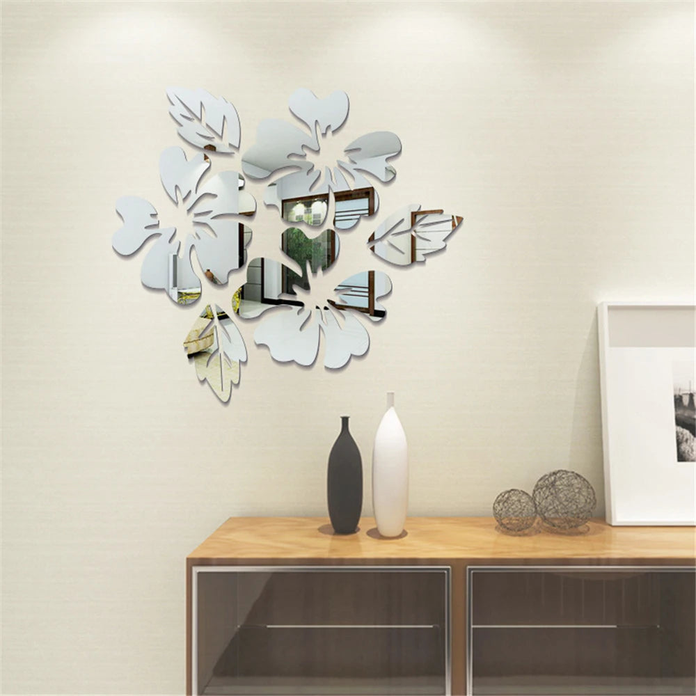 Flower and Leaf Acrylic Wall Stickers