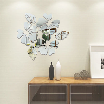 Flower and Leaf Acrylic Wall Stickers