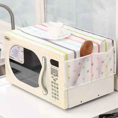 Oven Cover and Fridge Cover Kitchen Microwave cover Waterproof Oil Dust Double Pockets Microwave cover Oven Cover and fridge cover
