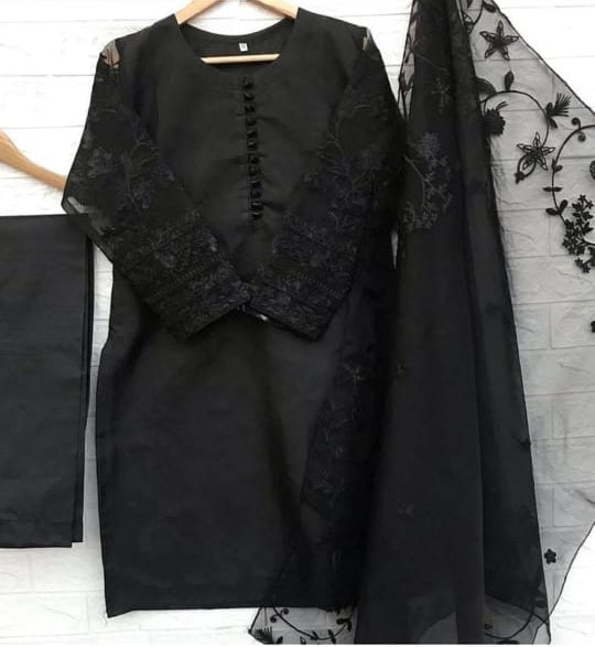 3 Pcs Beautiful Katan Silk Suit for women and young girls