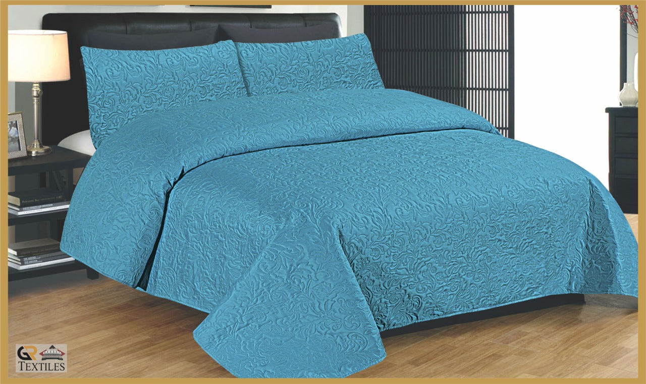 Luxury Cotton Bedspread Fully Quilted &amp; Ultra Sonic Embossed