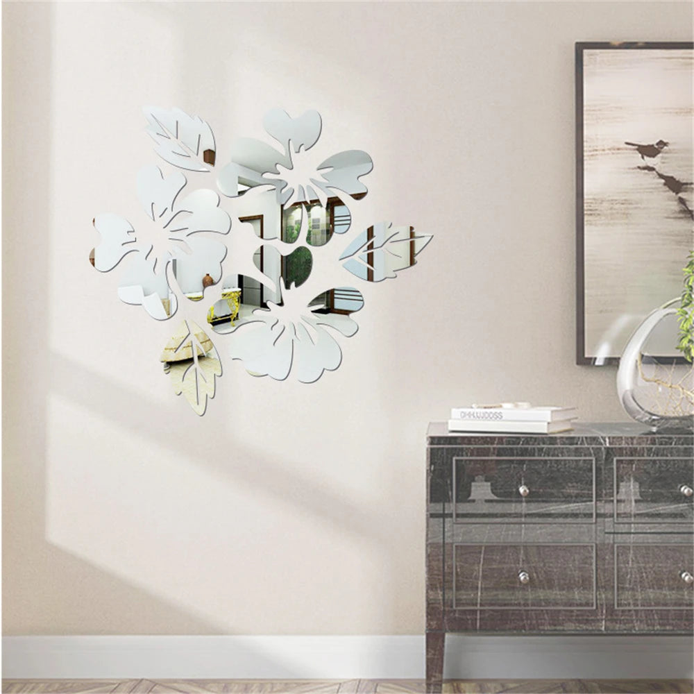 Flower and Leaf Acrylic Wall Stickers