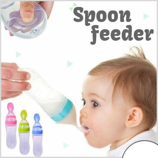 Silicon Baby Spoon Feeder Bottle Feeding (Random Color)