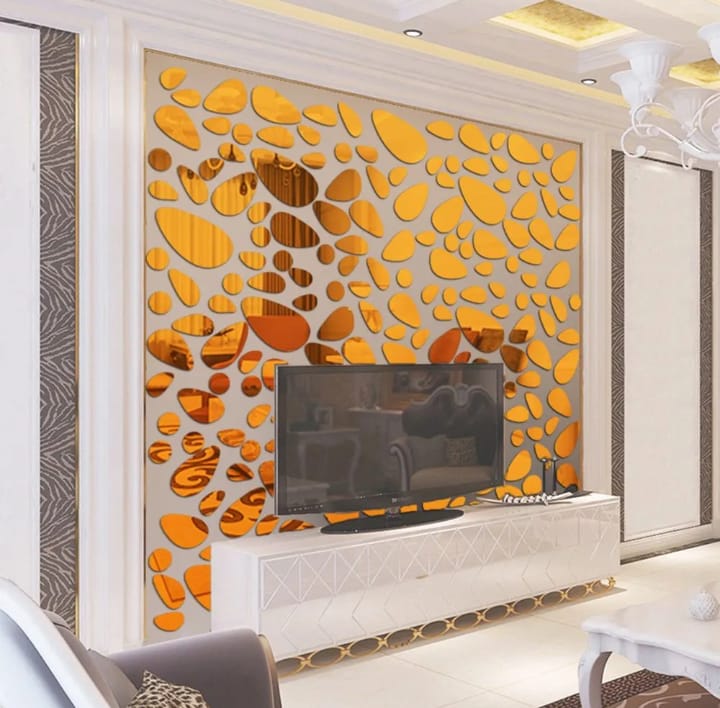 Pebbles Acrylic Mirror Stickers Wall Decorations (12pc)