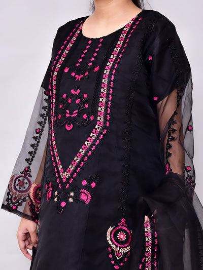 3 Pcs Beautiful Organza Multi Embroidery Suit for women and young girls