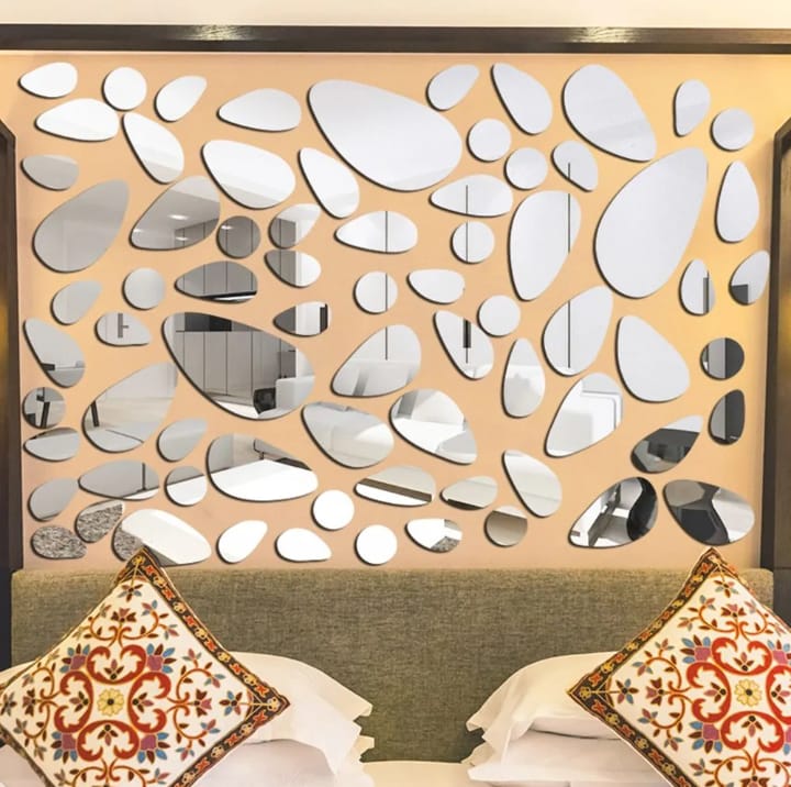 Pebbles Acrylic Mirror Stickers Wall Decorations (12pc)
