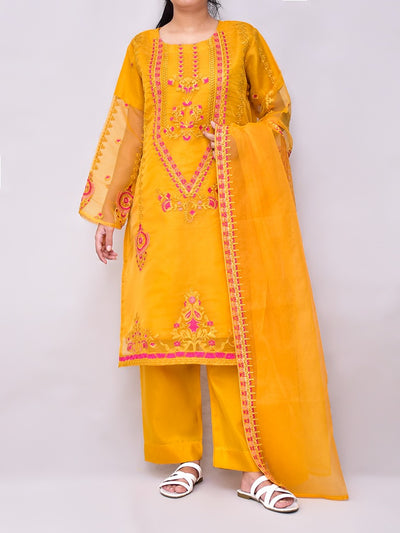 3 Pcs Beautiful Organza Multi Embroidery Suit for women and young girls