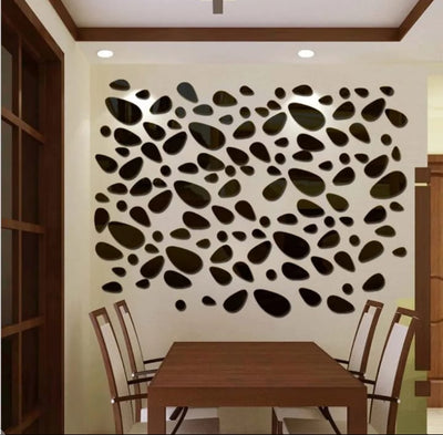 Pebbles Acrylic Mirror Stickers Wall Decorations (12pc)