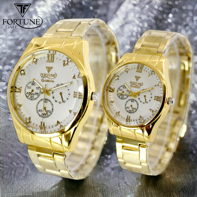 Fortune Time Chronograph Round Dial Pair Watch
