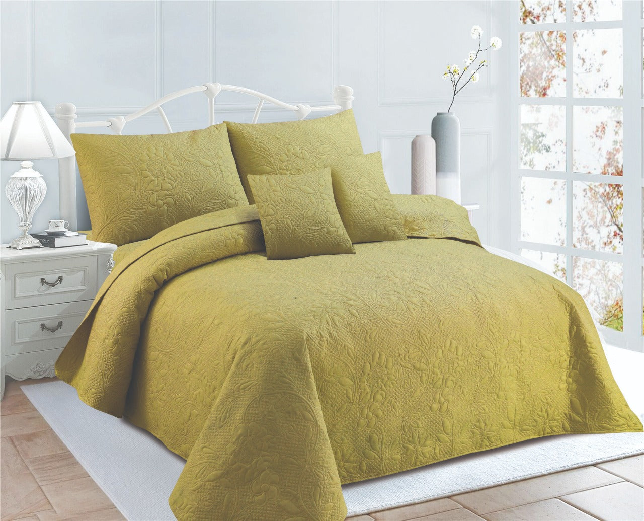 Luxury Bedspread Cotton Fully Quilted &amp; Ultra Sonic Embossed