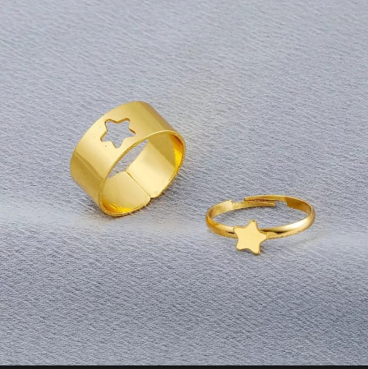 2pc Golden Trendy Star Couple Ring