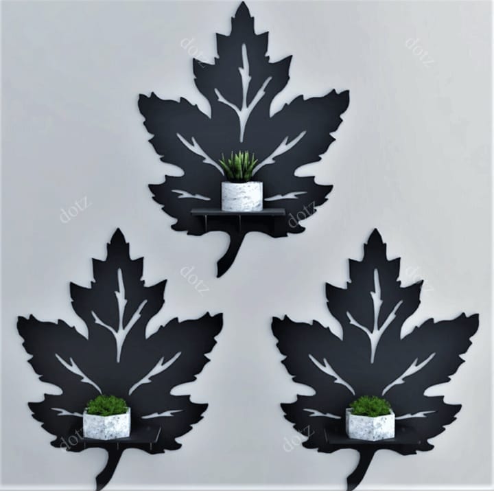Leaf wall shelf MDF Wood material 3pec set