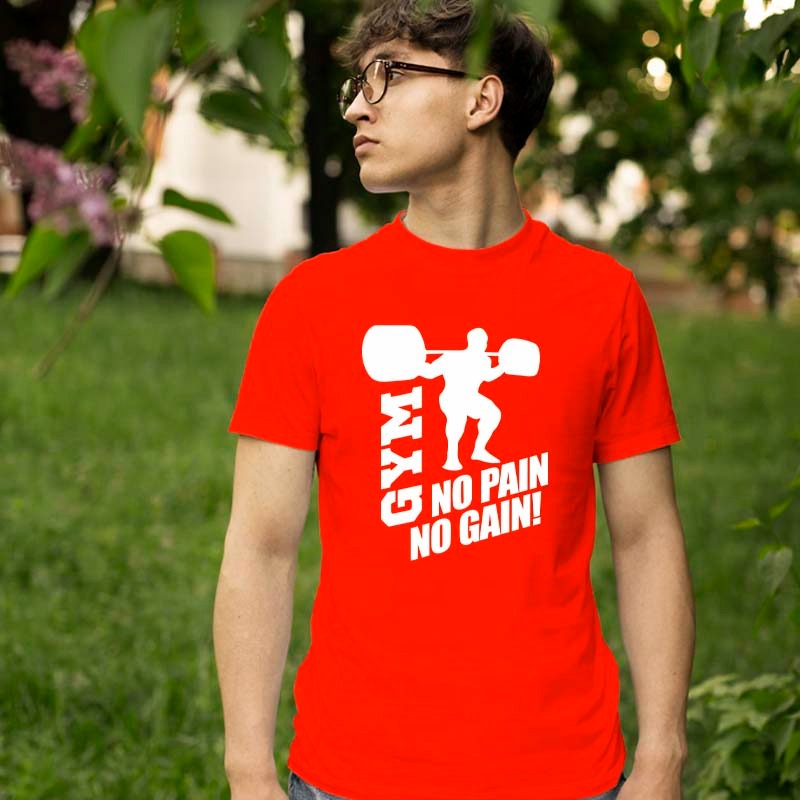 Gym No Pain No Gain Printed Tshirt For Mens
