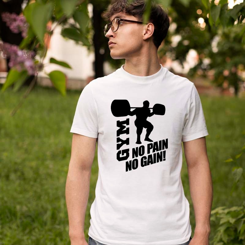 Gym No Pain No Gain Printed Tshirt For Mens