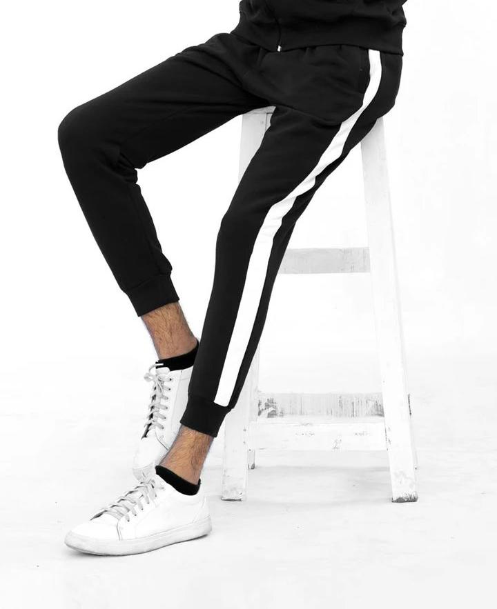 Men's Black panel Trouser
