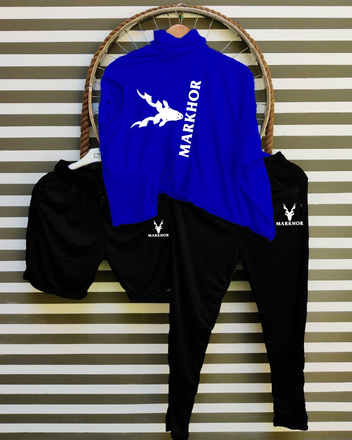 Markhor Track suits For Mens (Tshirt+Short+Trouser)