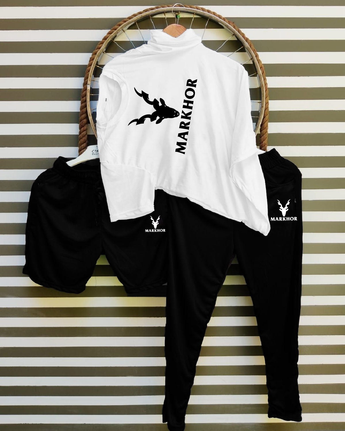 Markhor Track suits For Mens (Tshirt+Short+Trouser)