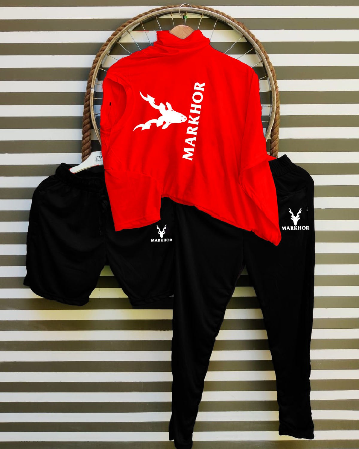 Markhor Track suits For Mens (Tshirt+Short+Trouser)