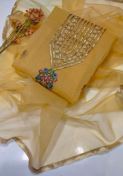 2 pice suit organza Shirt organza gotta and karhai work Dupata orgazna with kiran less