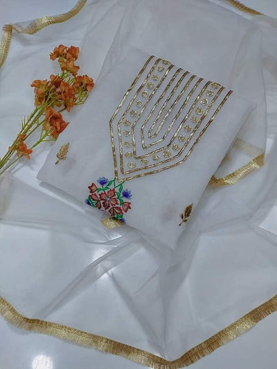 2 pice suit organza Shirt organza gotta and karhai work Dupata orgazna with kiran less