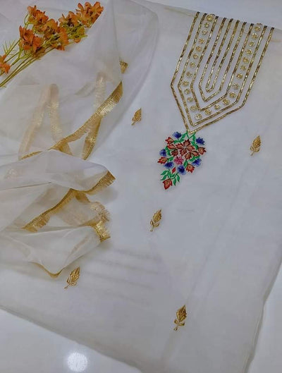 2 pice suit organza Shirt organza gotta and karhai work Dupata orgazna with kiran less