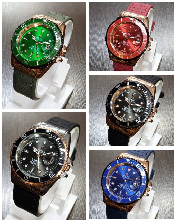 Rolex Date Strap Watch New Design (Random Color)