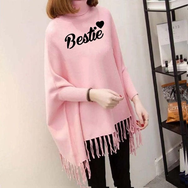 Pink Printed Women Poncho (free size)