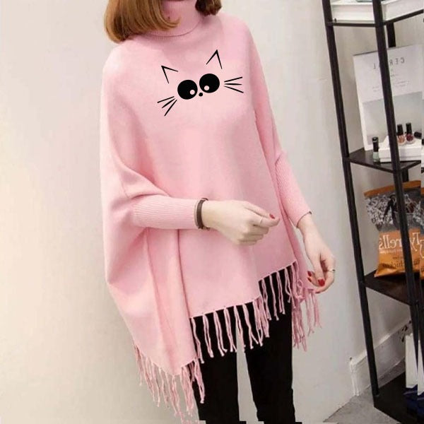 Pink Printed Women Poncho (free size)