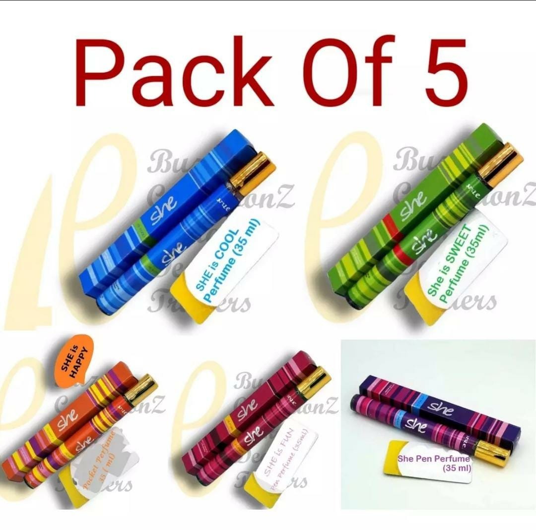 Unisex she pen perfume pack of 5 Gift For VALENTINE - Best Gift for Proposal - Anniversary long lasting Best For Daily &amp; Party Use - Wedding Gift Dressing Decoration