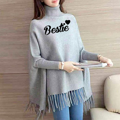 Grey Printed Women Poncho (free size)