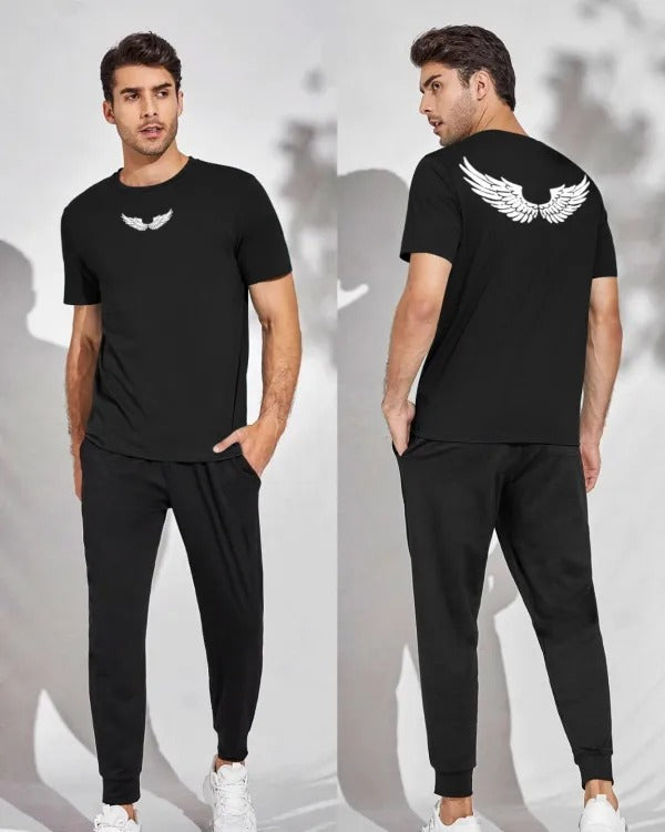 Stylish Eagle  Printed Summer Tshirt Trouser Tracksuit for Men