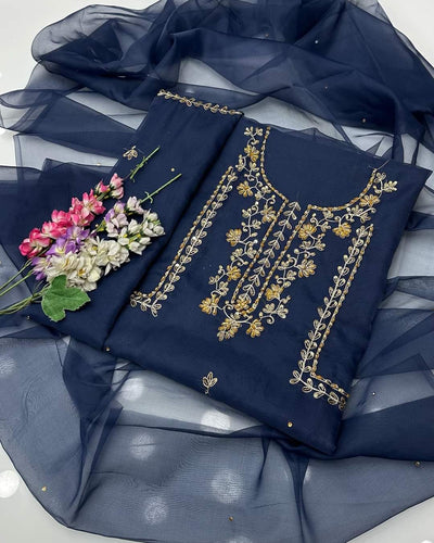 2 pcs Organza zarri beads work shirt and dupatta