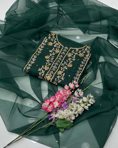 2 pcs Organza zarri beads work shirt and dupatta