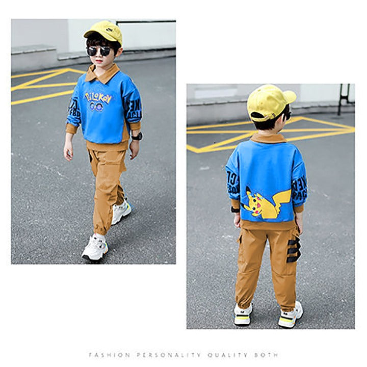 POKEMON PRINT CASUAL STYLE SWEAT SHIRT + TROUSER Colors: BLUE,size ; 4 year