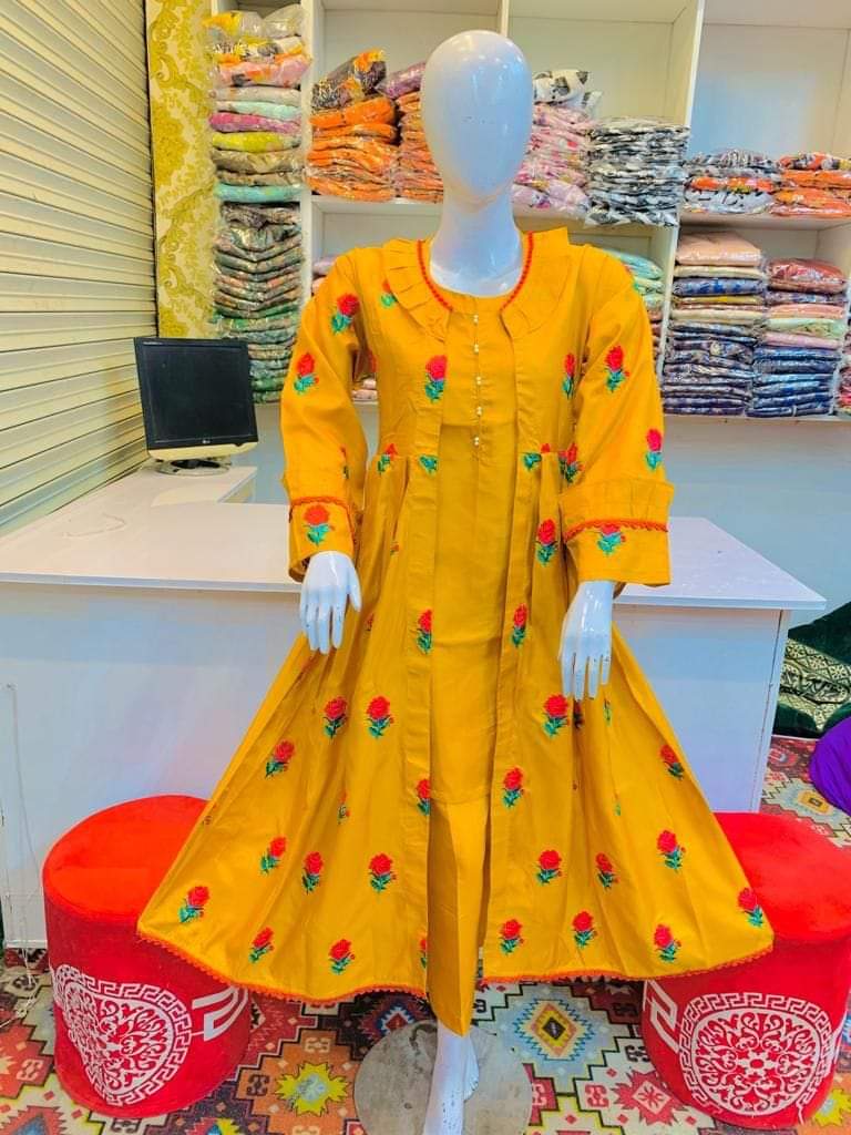 3 Pcs Beautiful Flower Design Katan Silk Gown