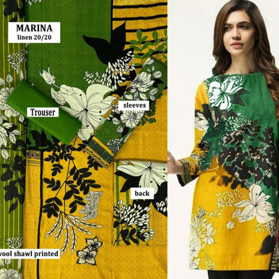 3pc unstitched marina Suits