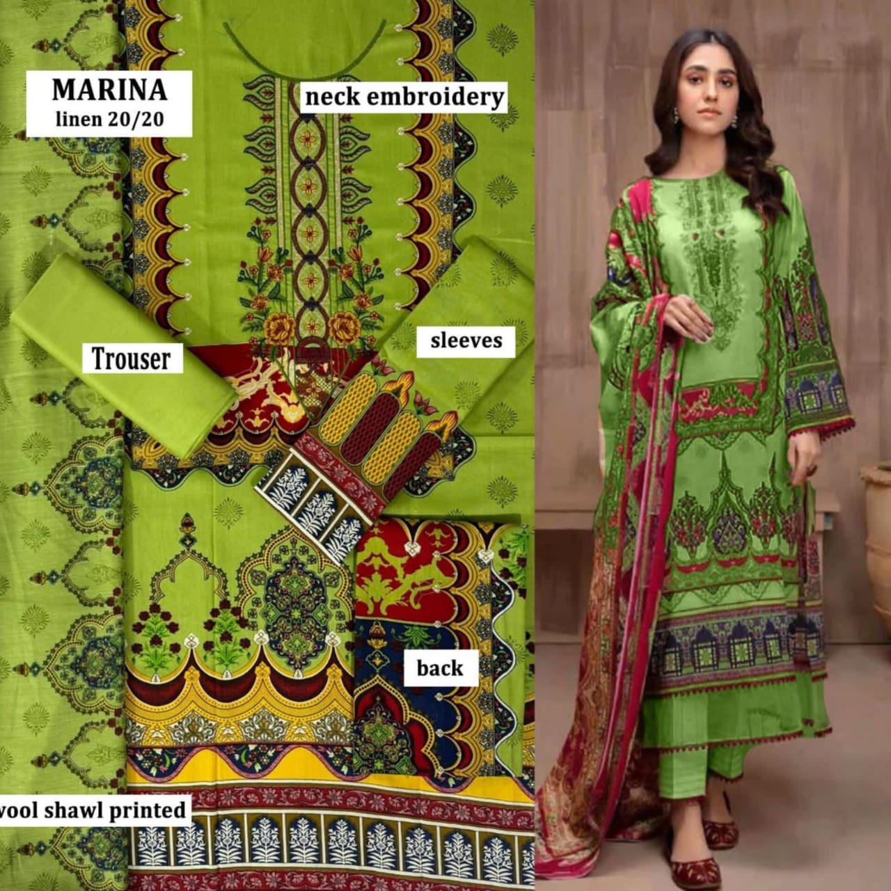 3pc unstitched marina Suits