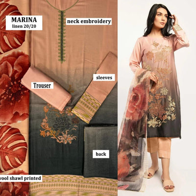 3pc unstitched marina Suits