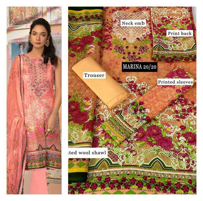 3pc unstitched marina Suits
