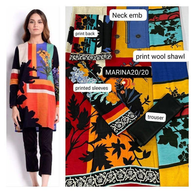 3pc unstitched marina Suits