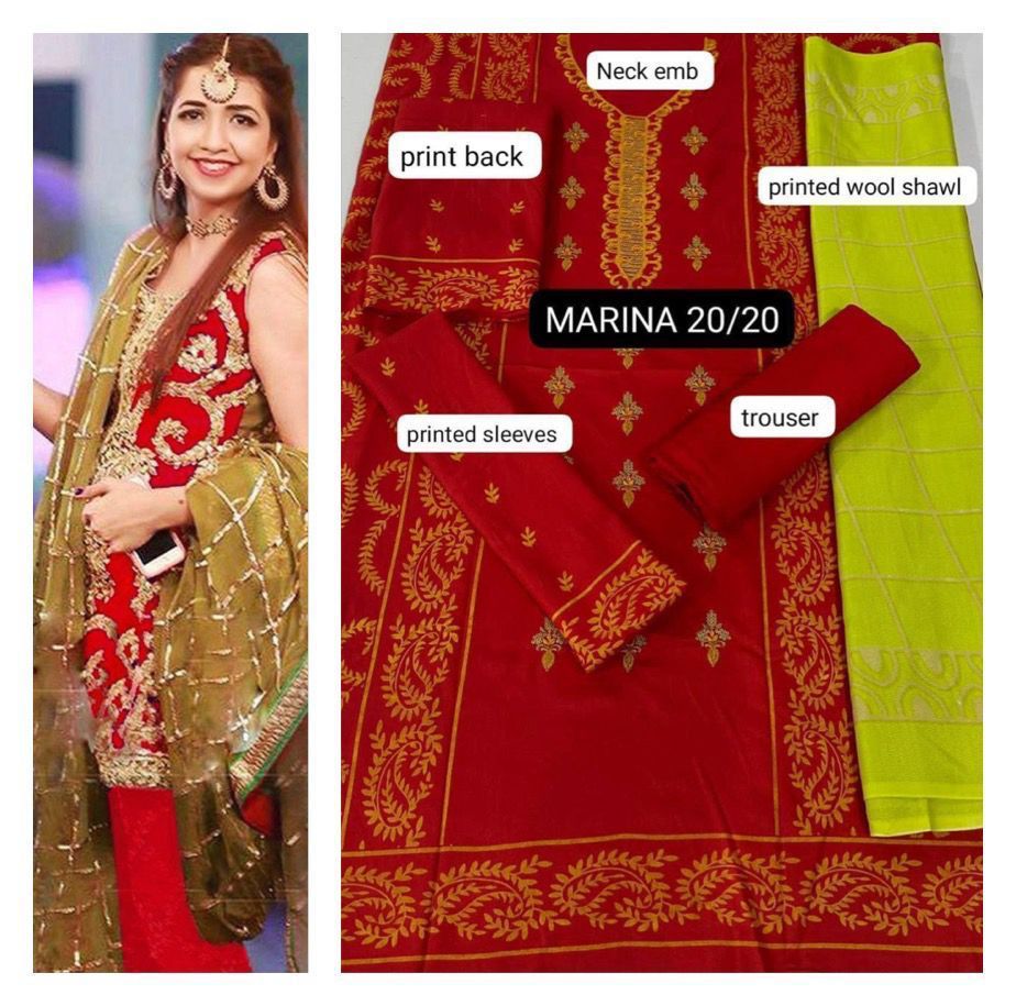 3pc unstitched marina Suits